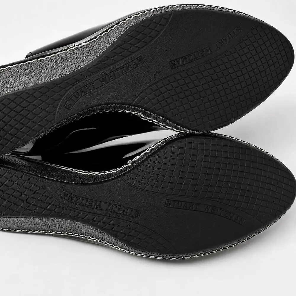 Stuart Weitzman Black Patent Leather Slingback Wedge Sandals – Women’s Size 9M